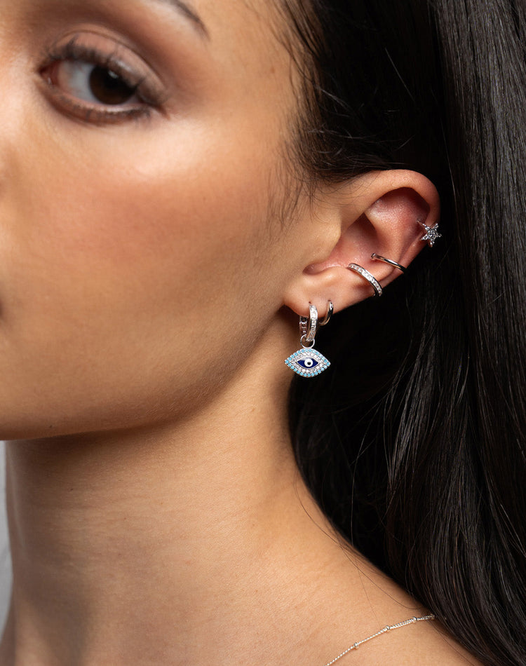 Ruby Silver Cuff Earring